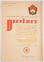 ca 1948-1950 Oklevelek határőrparancsnoki dícséret oklevél + Magyar Népköztársasági Érdemérem adomán...