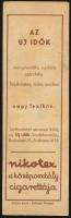 cca 1940 Nikotex cigaretta reklám könyvjelző, szign. Kolozsváry Sándor, 17,5x5,5 cm