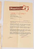 1943 Nagykovácsy üzletház fejléces boríték, levél + 3 db csipke termékminta