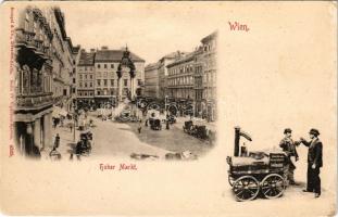Wien, Vienna, Bécs; Hoher Markt. Feinste Wiener Dampfwürste ala Wiener-Neustädter, stets frische heisse u. kalte Würstel / market, shops, sausage vendor "Finest Viennese steamed sausages in Wiener Neustädter style, always fresh hot and cold sausages" (r)