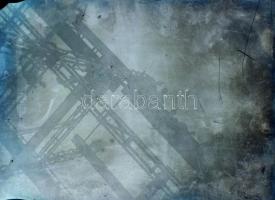 3 db II. világháborús üvegnegatív, közte hídépítő katonák, 9x12 cm