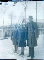 3 db II. világháborús üvegnegatív, közte hídépítő katonák, 9x12 cm