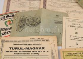 cca 1910-1935 9 db vegyes biztosítási okmány
