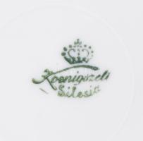 1922-1930 Königszelt Silesia 18 részes 6 személyes vékonyporcelán tányér garnitúra, jelzett, minimál...