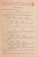 1939 Weiss Manfréd árjegyzék, képes. Acélcső gyártmányok 213p. Kiadói vászonkötésben ex librissel, k...