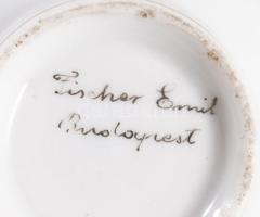 Fischer Emil kézzel festett csésze, jelzett, minimális kopással, m: 7 cm