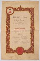 1940 Légoltalmi munkaszolgálat egészségügyi igazolvány Vöröskereszt oklevél sérült 24x41 cm