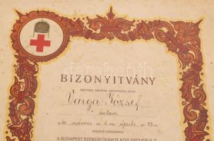 1940 Légoltalmi munkaszolgálat egészségügyi igazolvány Vöröskereszt oklevél sérült 24x41 cm