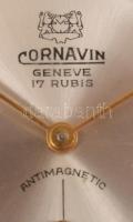 Cornavin 17 köves mechanikus karóra, szép számlappal, rég bőr szíjjal. d: 32 mm