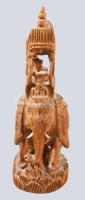 Faragott indiai fa szobor asztaldísz, m: 14 cm