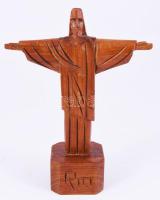 A Megváltó Krisztus szobra fa asztaldísz, m: 18 cm