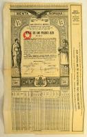 Románia 1929. "4%-os Államkölcsön Kötvény" 5000Fr-ról szelvényívvel T:F Romania 1929. "Imprumtul de Inzestrare a Tárii 4%" about 5000 Francs with coupon sheet C:F