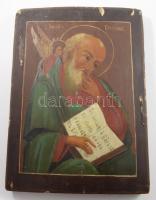 Szent János evangelista. cca 19. sz. vége, orosz ikonfestő, felületi sérülésekkel, 30,5x22,5 cm
