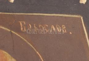 Szent János evangelista. cca 19. sz. vége, orosz ikonfestő, felületi sérülésekkel, 30,5x22,5 cm