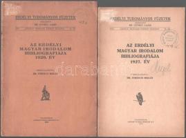 Dr. Ferenczi Miklós - Valentiny Antal (összeáll.): Az erdélyi magyar irodalom bibliográfiája. Erdélyi Tudományos Füzetek. Cluj-Kolozsvár, 1928, 1929, 1932, 1933, 1934, 1935, 1936. Kiadói papírkötés, kopottas állapotban.