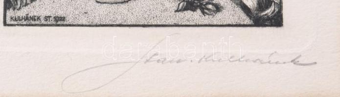 Kulhánek, Stanislav (1885-1970): Puttók, 1922. Rézmetszet, papír. Jelzett. 10x7 cm