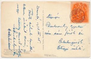 1938 Domoszló, látkép a Mátrával, községháza, római katolikus iskola és parókia, Hangya szövetkezet ...