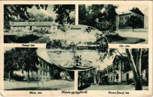 1937 Hévíz, Csányi ház, Ella villa, Ferenc József ház, Hetes ház, tó részlet (EB)