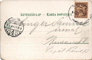 1901 Árpatarló, Ruma; Hauptstraße / Fő utca, templom. Anna Wagner kiadása, Dusak fényképész felvétel...