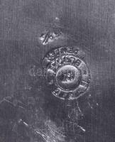 Szecessziós levélmintás ón névjegykártyatartó, 20,5x8 cm