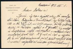 Bánóczi József, születési nevén Weisz József (1849-1926) zsidó származású magyar irodalomtörténész , rabbi, Izr. Tanítóképző igazgatójának autográf levele