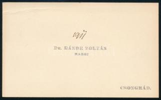 Banda Zoltán (1893-1945) Csongrád, kispesti rabbi, bölcsészdoktor autográf levele