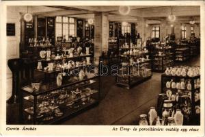 Budapest VIII. Corvin Áruház, Üveg- és porcelánáru osztály egy része, belső (EK)