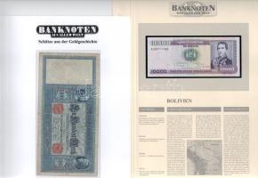 Vegyes 13db-os bankjegy tétel "A világ bankjegyei" sorozatból, német nyelvű tájékoztatóval...
