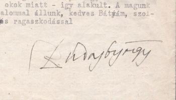 1934 Buday György grafikus levele dr. Bodor Antal néprajzkutatónak érdekes tartalommal, autográf alá...