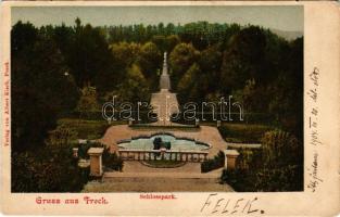 1904 Felek, Freck, Avrig; Schlosspark / Brukenthal kastély parkja. Albert Kisch kiadása / castle park (apró szakadások / tiny tears)