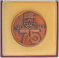 1988. "Budapesti Sportegyesület / 75 - 1913-1988" kétoldalas bronz emlékérem dísztokban (7...