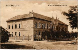 1925 Dunavecse, M. kir. állami elemi iskola. Takács Testvérek kiadása + "DUNAPATAJ - KUNSZENTMIKLÓS 316 A" vasúti mozgóposta bélyegző (Rb)