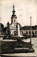 1939 Lippa, Lipova; Ortodox templom, Hősök emlékműve / Orthodox church, military heroes' monument. Steinitzer photo (fl)