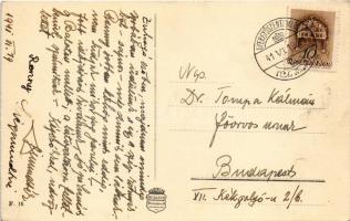 1941 Gyergyószentmiklós, Gheorgheni; Kossuth Lajos tér, Lázár Kálmán üzlete, gyógyszertár / square, ...