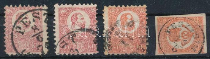 1871 Kőnyomat 3 db 5kr + Hírlapbélyeg