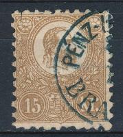 1871 Kőnyomat 15kr (50.000) brassói pénzutalvány bélyegzéssel (felül kis szakadás, papír elvékonyodás / thin paper, tear above) Sign: Bühler