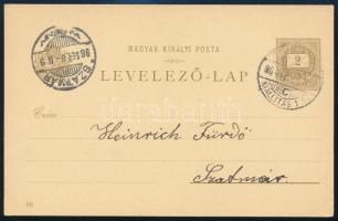 1896 Milleniumi 2kr díjjegyes képeslap kiállítási bélyegzéssel