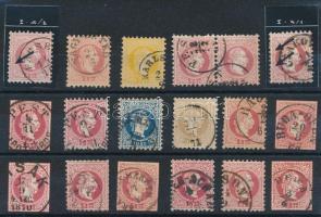 1867 13 db bélyeg + 5 díjjegy kivágás közte szép / olvasható bélyegzések