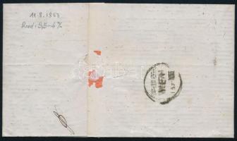 1857 3kr MP III felső ívszéllel, kis lemezhibával "PRESSBURG" - Wien