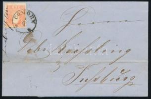1860 5kr II. kis festékfolttal levélen "COMORN" - Pressburg