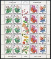 2004 Virágok és lepkék Mi 3179-3182 5 sort tartalmazó szelvényes kisív