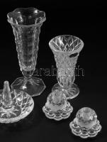 6 darab váza, gyertyatartó, ékszertartó, közte jelzettek, m: 23 cm alatt