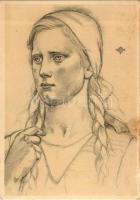 Landarbeiterkind aus der Lüneburger Heide. Deutscher Blutadel in aller Welt / WWII German NS (nazi) propaganda art postcard, swastika. s: W. Willrich (fl)