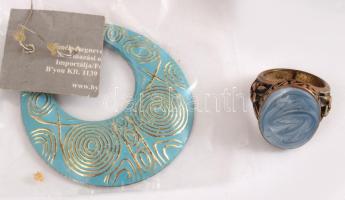 Kék köves ékszerek, nyaklánc, karkötő, fülbevaló, gyűrű