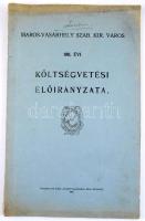 1910 Marosvásárhely szab. kir. város. 1911. évi költségvetési előirányzata. Adli Áprád Kossuth nyomdája. 69p.