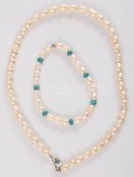 Tenyésztett gyöngy nyaklánc és karkötő