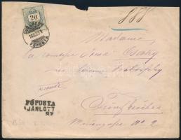 1876 20kr ajánlott levélen Budapestről Pécsre