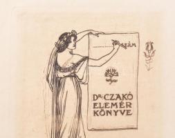 Crane, Walter (1845-1915): Dr. Czakó Elemér könyve (ex libris). Rézkarc, papír. Jelzett a karcon. 9x...