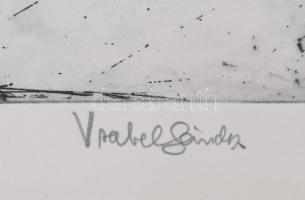 Wrabel (Vrábel) Sándor (1926-1992): Pedzés (vadászat témájú grafika). Hidegtű, papír, jelzett, üvege...