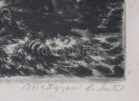 Megyesi (Medgyesi) Schwartz Antal (1897-1978): Jelenet (cím nélkül). Rézkarc, papír, jelzett, üvegez...